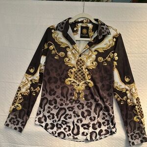 Men's Black and Gold Dress Shirt